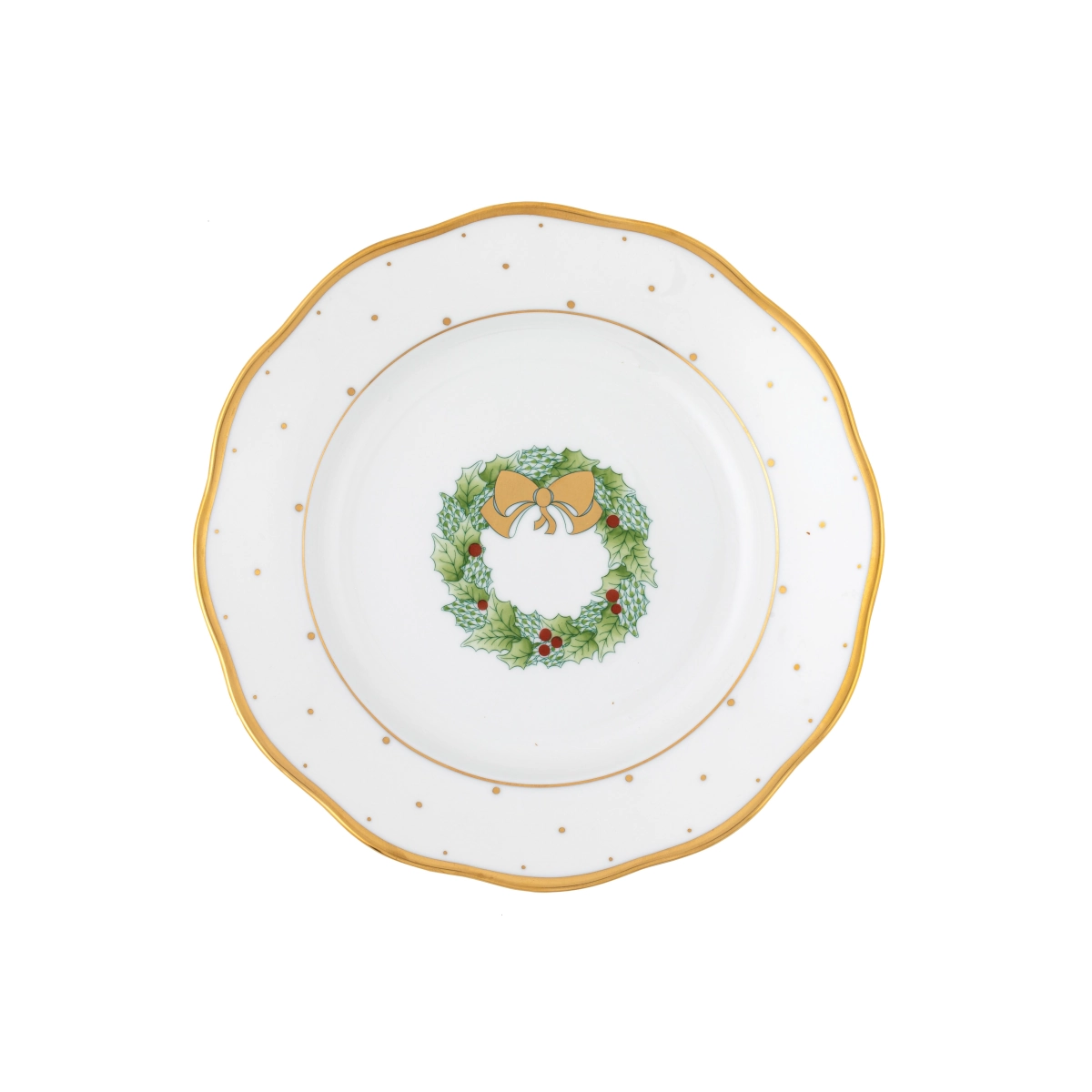 Herend Christmas Dessert Plate - Wreath