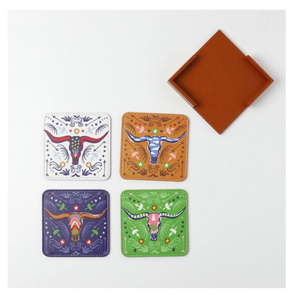 Keva Style Longhorn Coasters, Set of 4