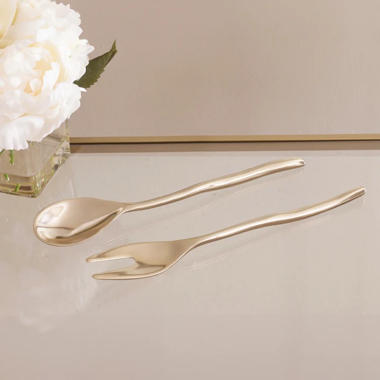 Beatriz Ball Sierra Modern Maia Large Salad Servers - Shiny Gold