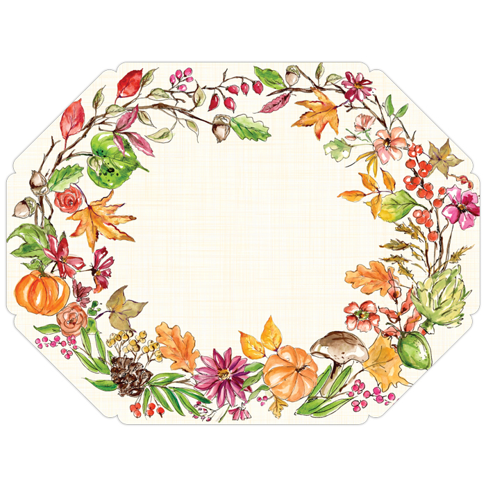 Rosannne Beck Scallop Posh Die-Cut Paper Placemats - Fall Flora