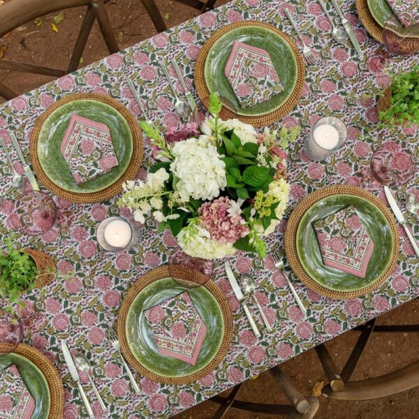 Pomegranate Bohemian Floral Moss & Mauve Tablecloth 60 x 90