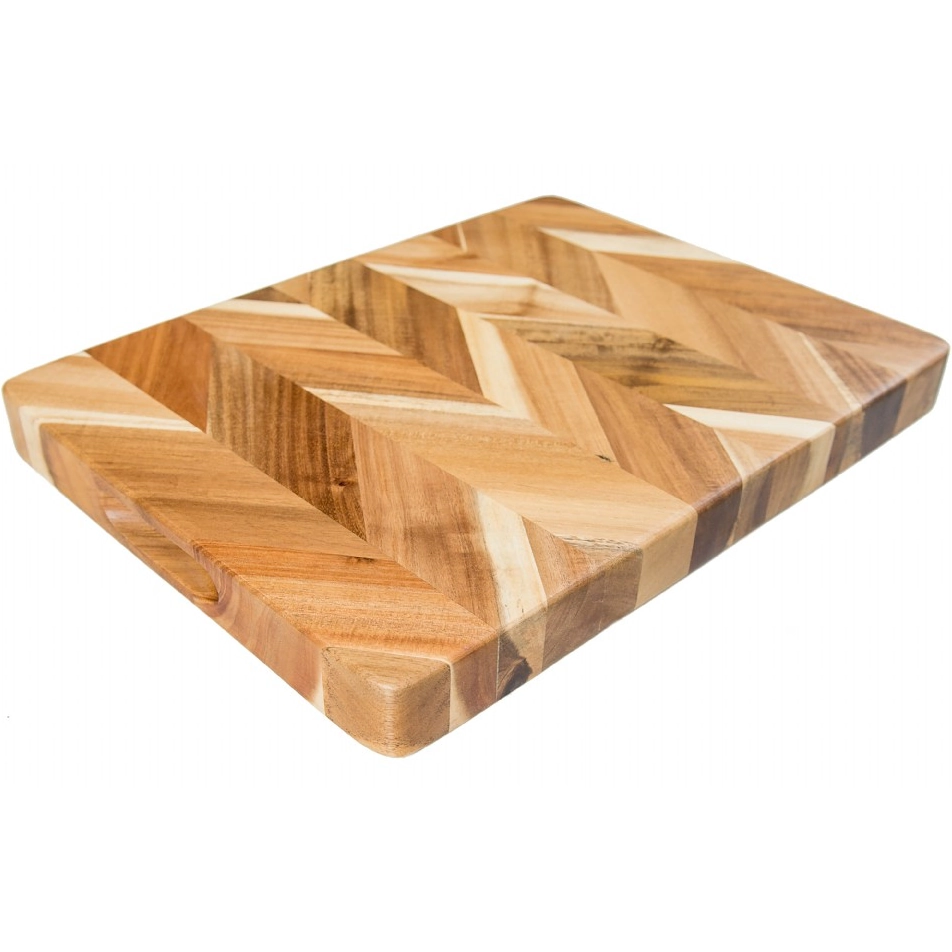 Lipper Acacia Herringbone Large Rectangular Board with Inset Handles