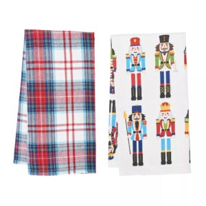 C&F Home Nutcracker Plaid Printed & Woven Kitchen Towel Set of 2