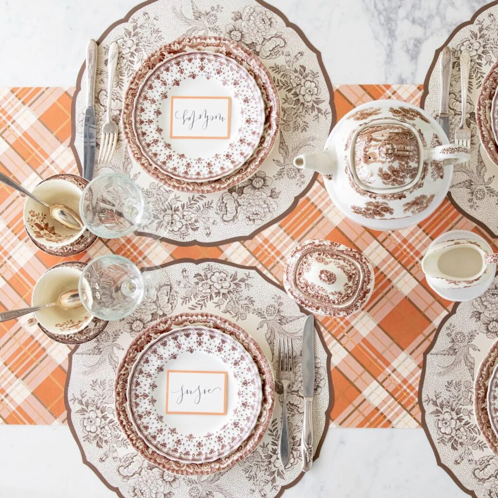 Hester & Cook Orange Plaid Paper Runner