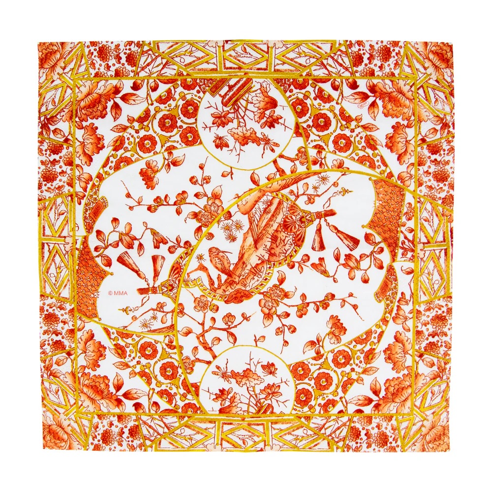Caspari Gilded Porcelain Coral Cocktail Napkins