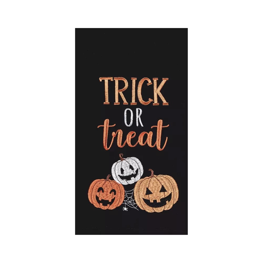 C&F Home Trick Or Treat Pumpkins Embroidered Woven Halloween Kitchen Towel