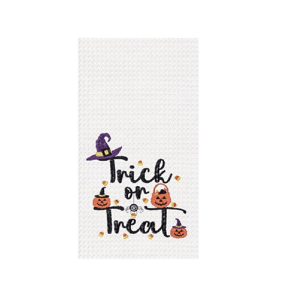 C&F Home Trick Or Treat Pumpkins Embroidered Woven Halloween Kitchen Towel