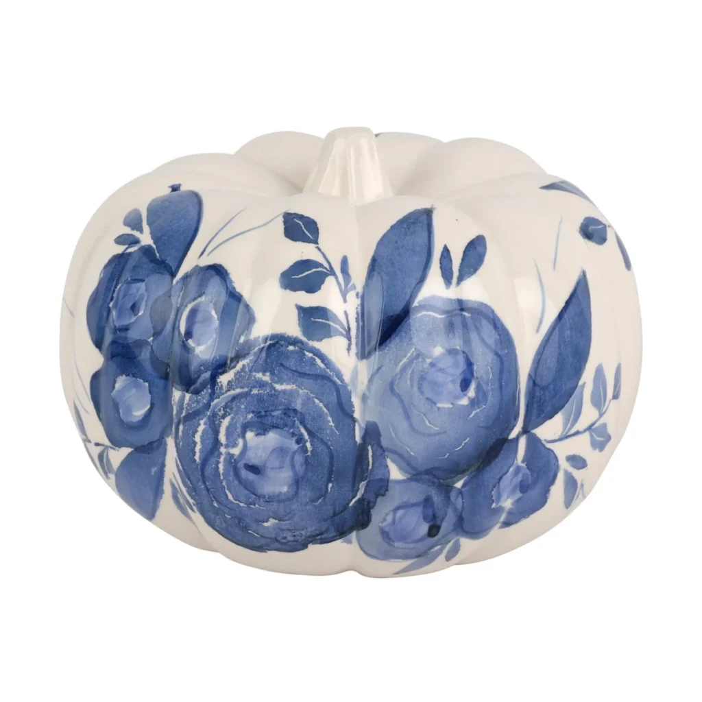 Vietri Blue Camellia Medium Figural Pumpkin2