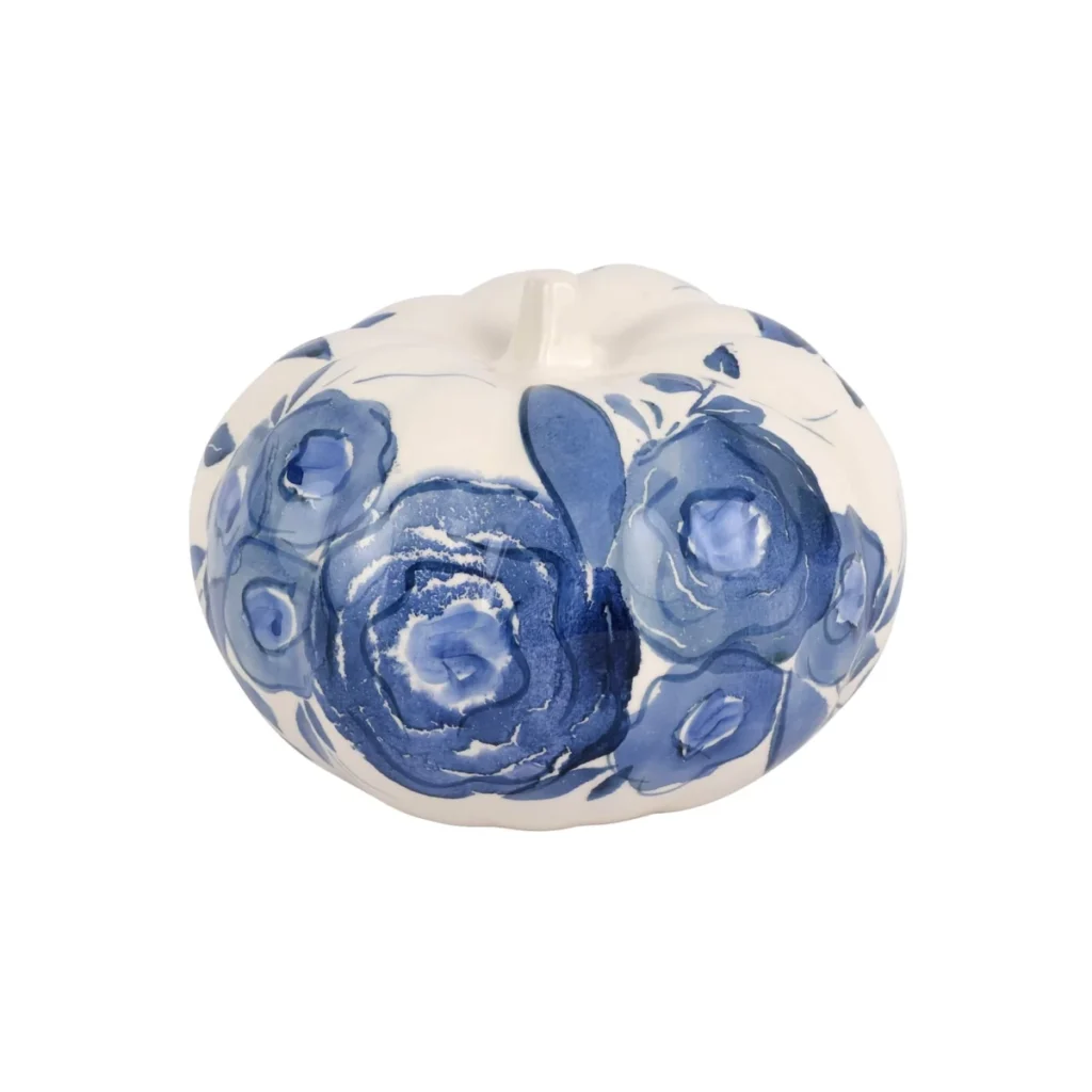Vietri Blue Camellia Small Figural Pumpkin2