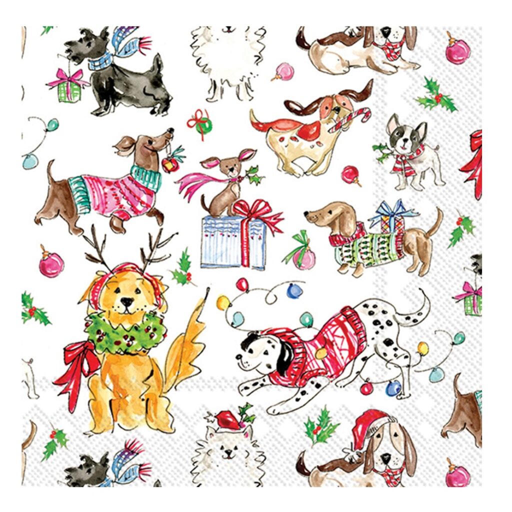 Christmas Dogs Cocktail Paper Napkins