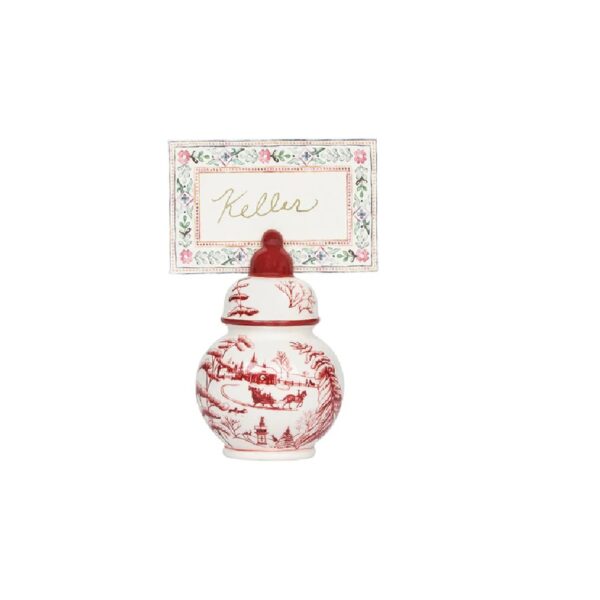 Juliska Country Estate Winter Frolic Ginger Jar Place Card Holder Set/4 - Ruby