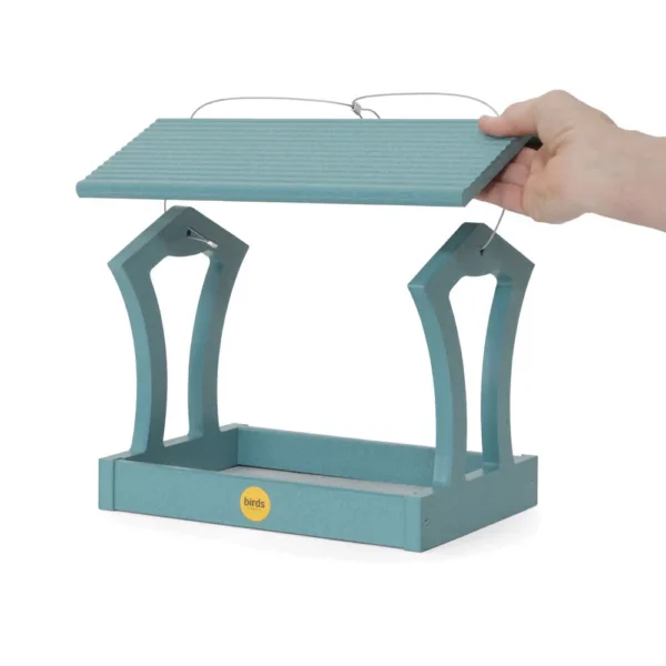 Green Solutions Fly-Thru Bird Feeder - Blue Recycled Plastic2