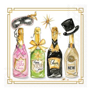 New Years Bottles Paper Cocktail Napkins