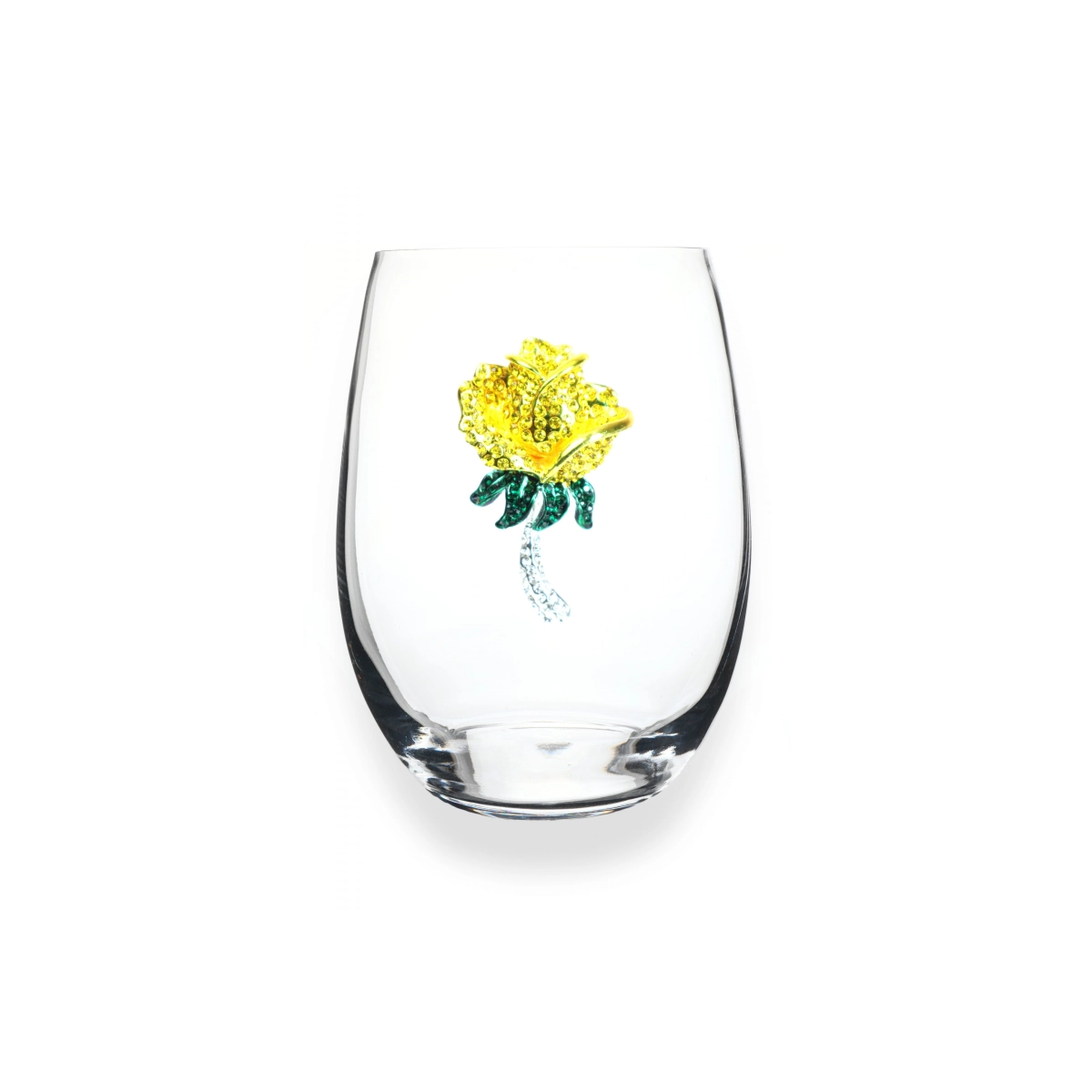 The Queens' Jewels Yellow Rose Stemless Wine Glass