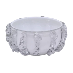 Tizo Glass Bowl White with Clear Molten Design