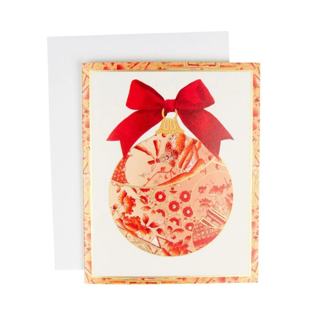 Caspari Gilded Porcelain Ornament A-Size Boxed Christmas Cards Caspari Gilded Porcelain Ornament A-Size Boxed Christmas Cards