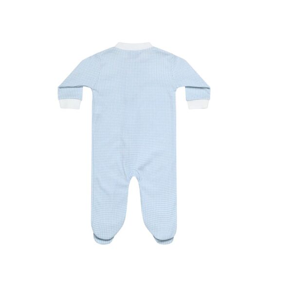 Blue Gingham Zipper Footie