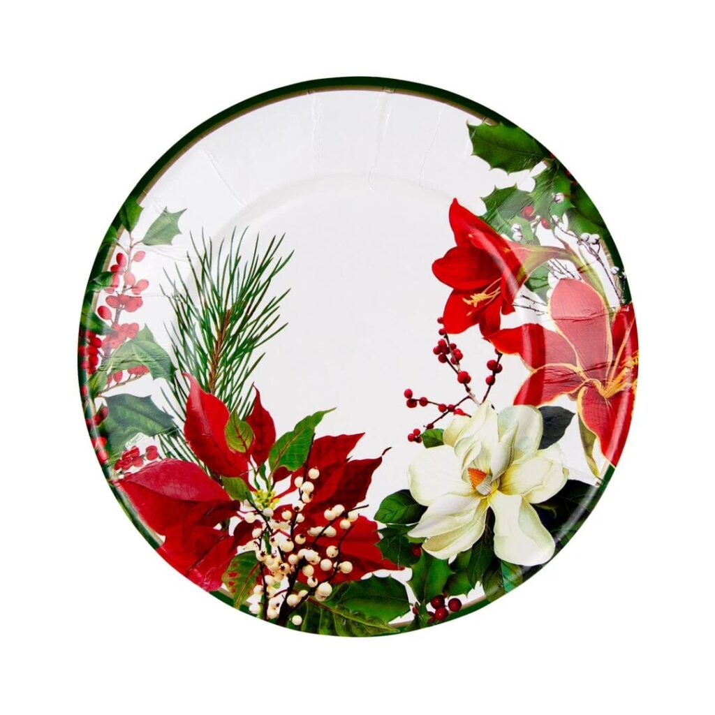 Caspari Christmas Garden Paper Salad Plates