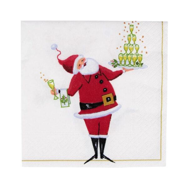 Caspari Santa Serving Drinks Cocktail Paper Napkins