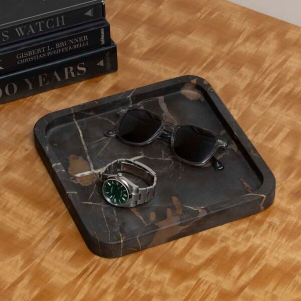 Robbie Genuine Marble Tray and Catch-All in Brown Emperador