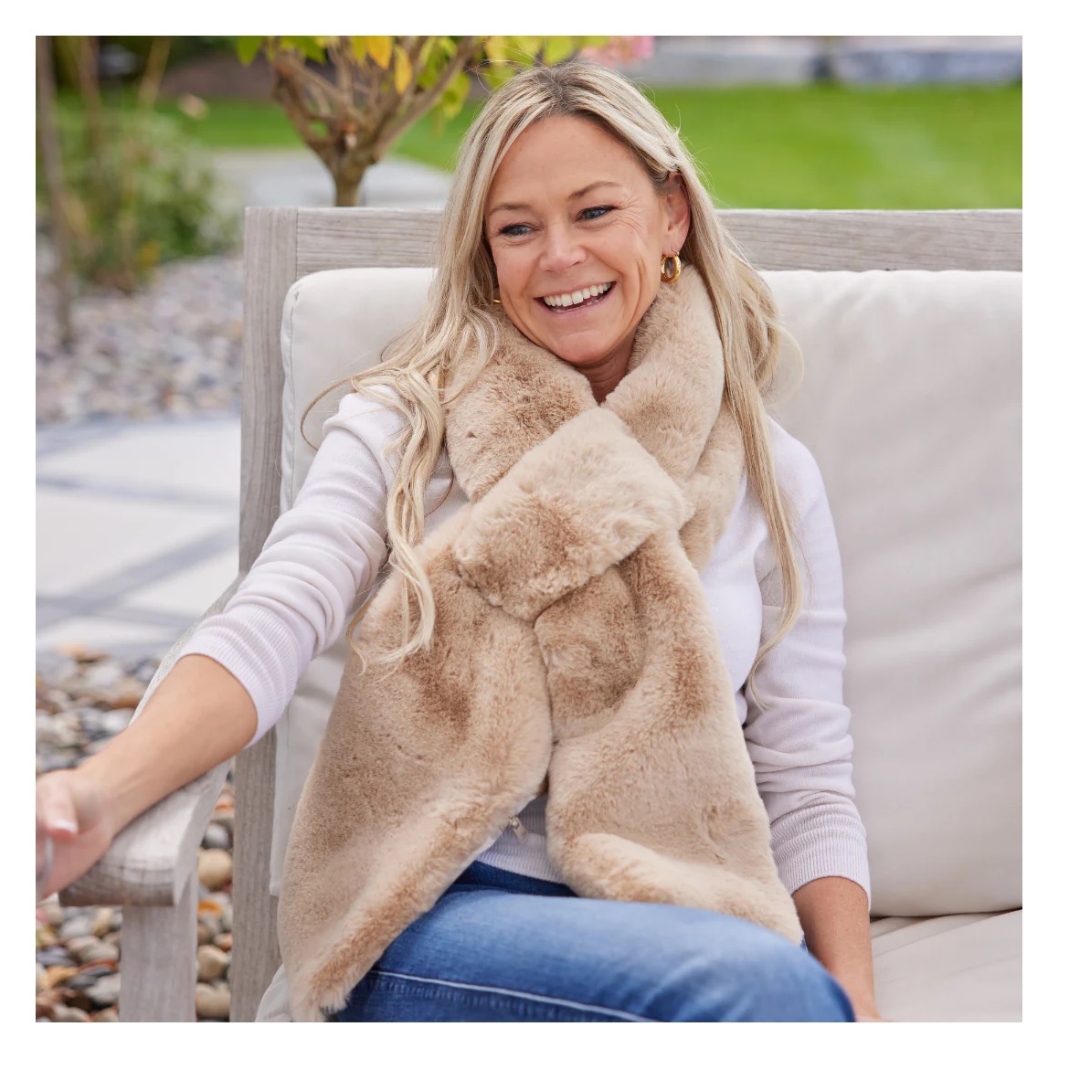 Pretty Rugged Camel Faux Fur Scarf