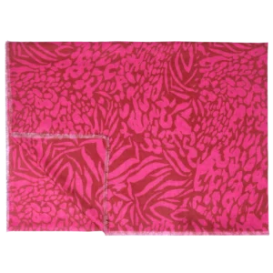 Katie Loxton Animal Print Scarf - Red and Fuchsia