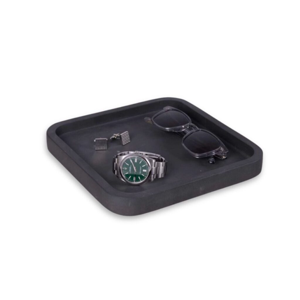 Robbie Genuine Marble Tray and Catch-All in Matte Black