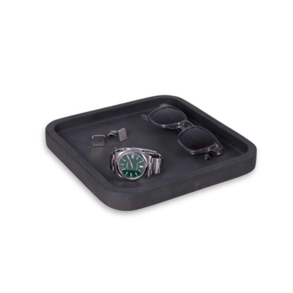 Robbie Genuine Marble Tray and Catch-All in Matte Black
