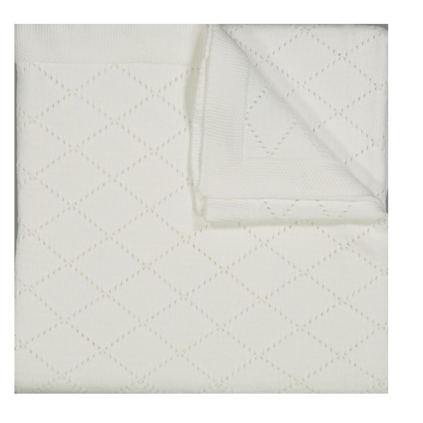 Diamond Pointelle Knit Blanket - White