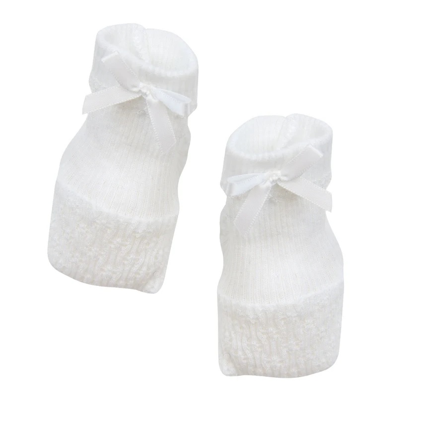 Paty Inc Booties with Bow Trim - White