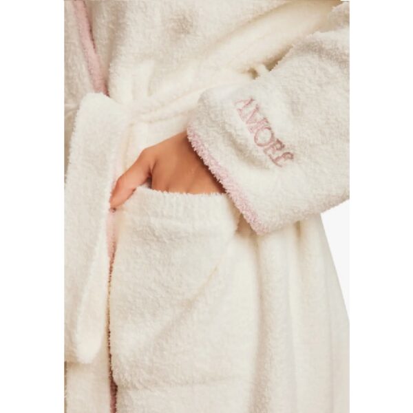 Barefoot Dreams CozyChic Amore Robe - Pearl/Pink Peony
