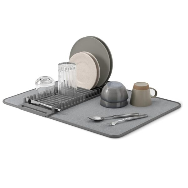 Umbra UDry Dish Drying Rack with Mat - Charcoal