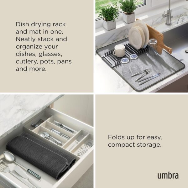 Umbra UDry Dish Drying Rack with Mat - Charcoal