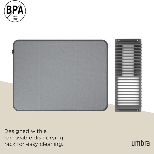 Umbra UDry Dish Drying Rack with Mat - Charcoal