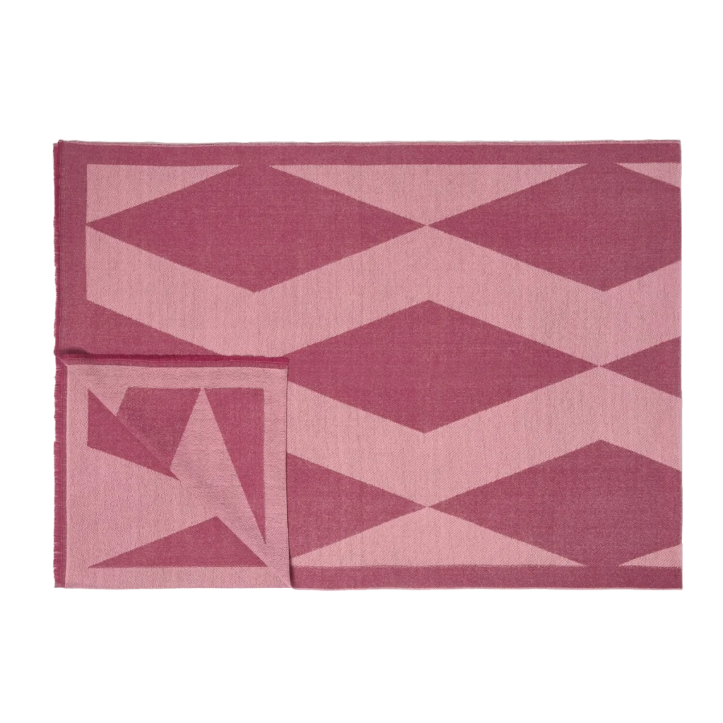 Katie Loxton Diamond Print Blanket Scarf - Pink and Garnet Red