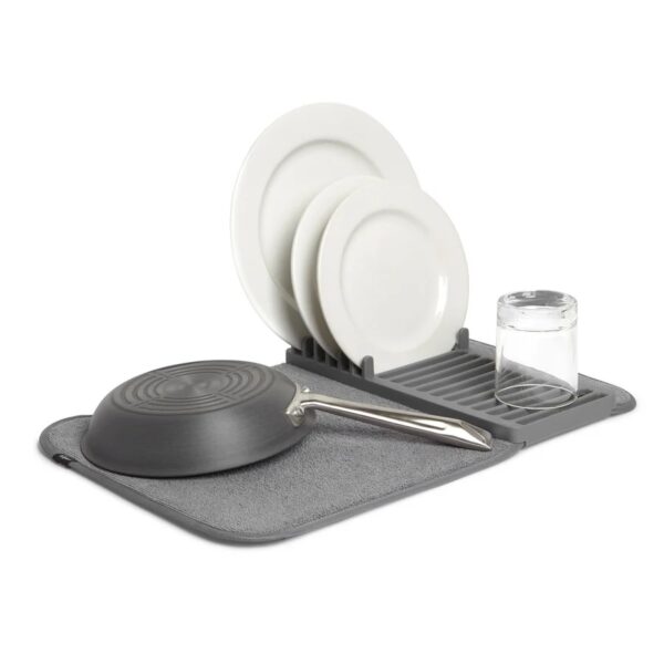 Umbra UDry Mini Dish Drying Rack with Mat - Charcoal