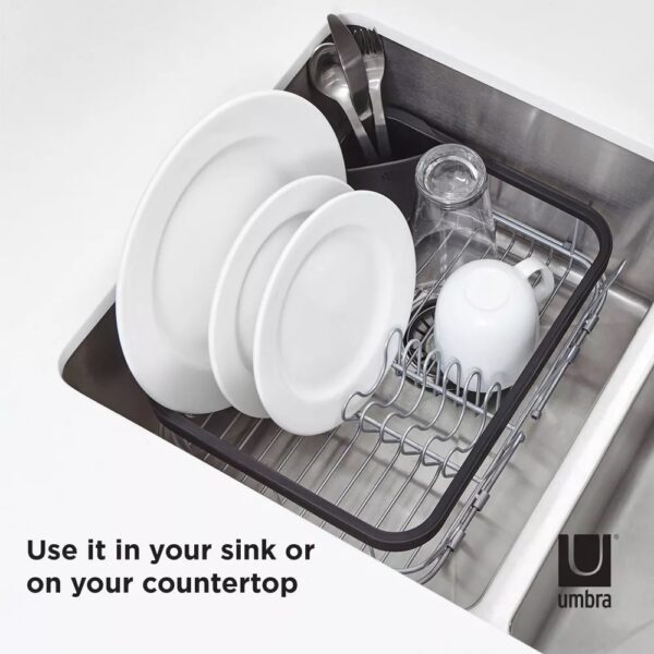 Umbra Sinkin Multi Use Dish Rack - Black/Nickel