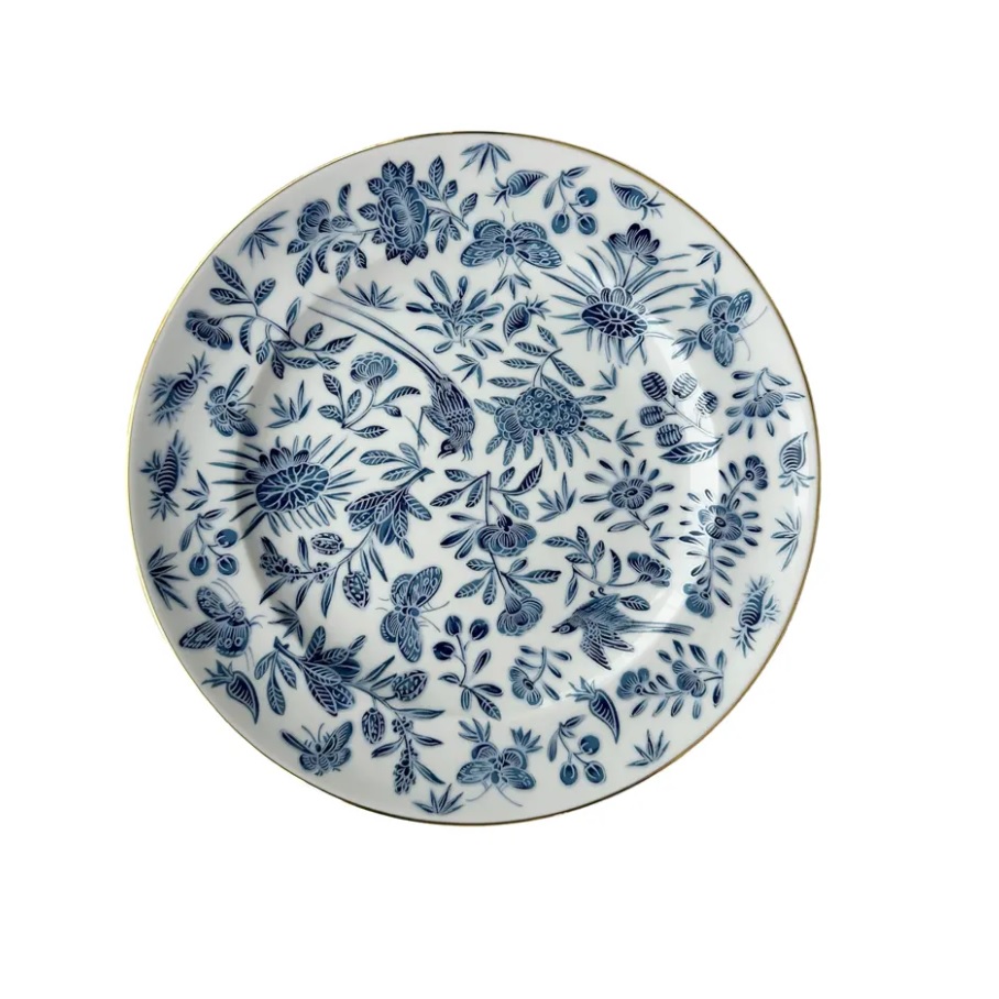 Sacred Bird & Butterfly Salad & Dessert Plate - Blue