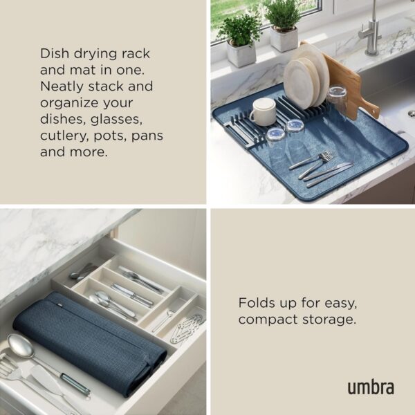 Umbra UDry Dish Drying Rack with Mat - Slate Blue