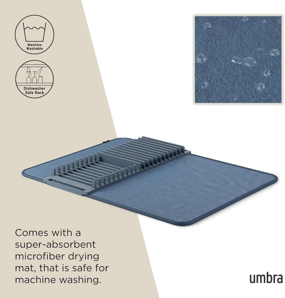 Umbra UDry Dish Drying Rack with Mat - Slate Blue