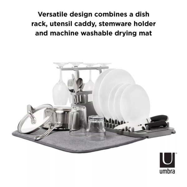 Umbra Udry Dish Rack With Dry Mat - Charcoal