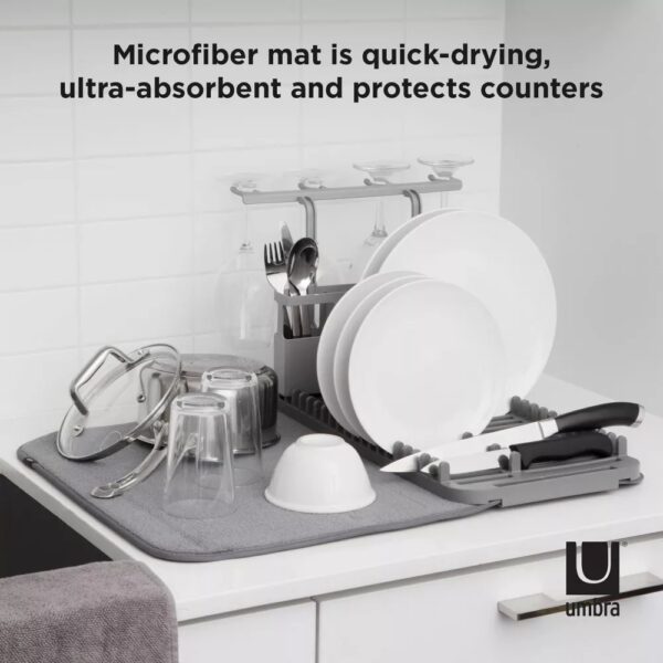 Umbra Udry Dish Rack With Dry Mat - Charcoal