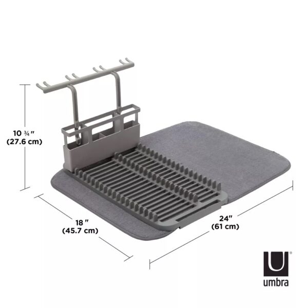 Umbra Udry Dish Rack With Dry Mat - Charcoal