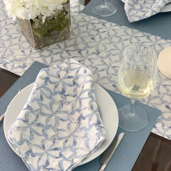 Bodrum Shamrock Napkin - Ice Blue2