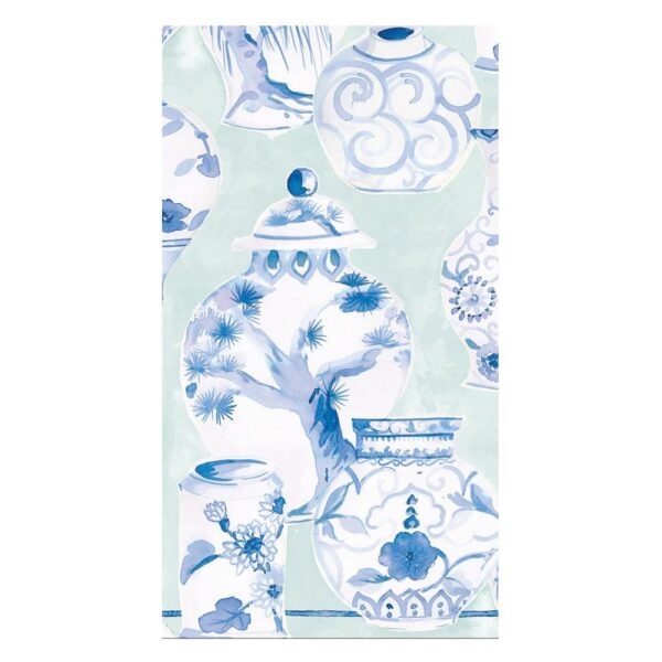 Caspari Glazed Porcelain Celadon Paper Linen Guest Towel Napkins, Pack of 12