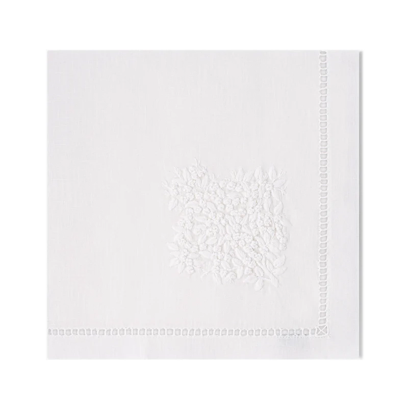 Henry Handwork Jardin Classic Linen Dinner Napkin - White