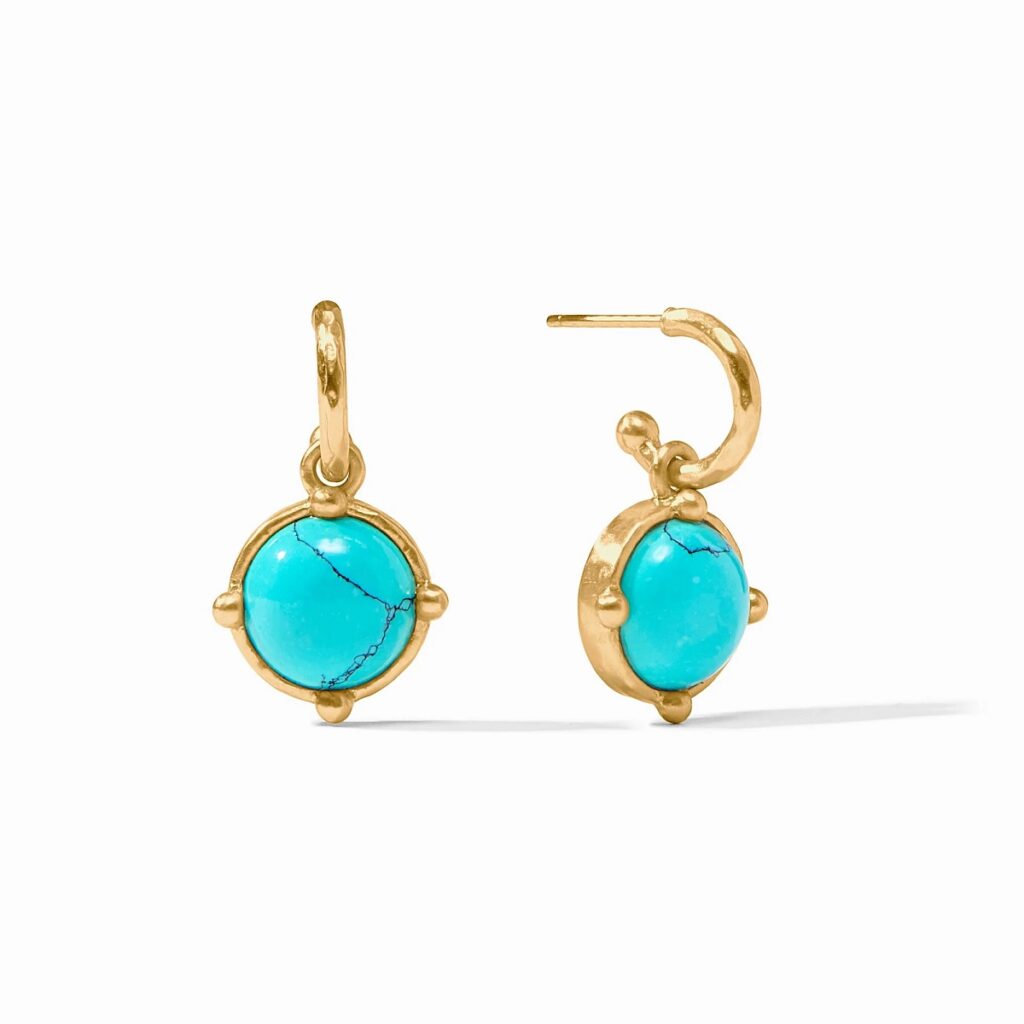 Julie Vos Honeybee Hoop & Charm Earrings - Turquoise Blue Julie Vos Honeybee Hoop & Charm Earrings - Turquoise Blue