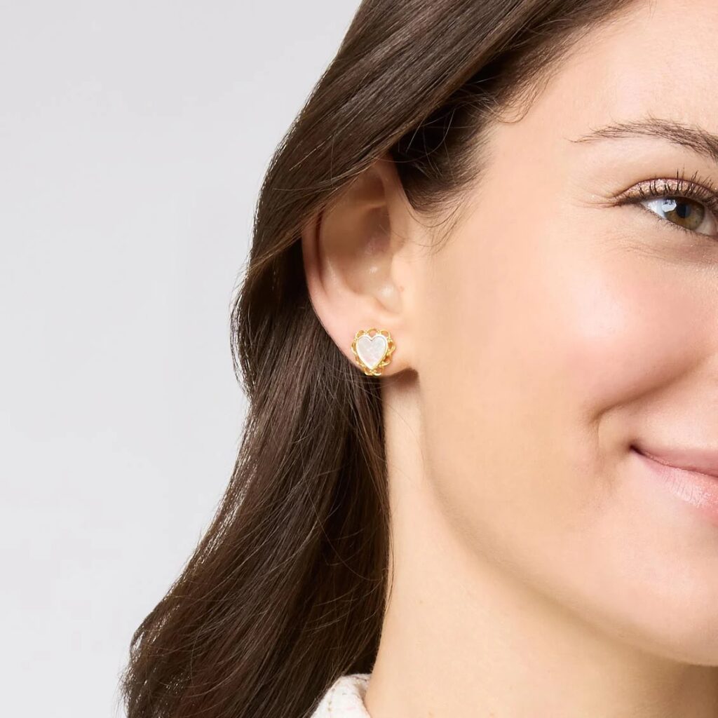 Julie Vos Lace Heart Stud Earrings