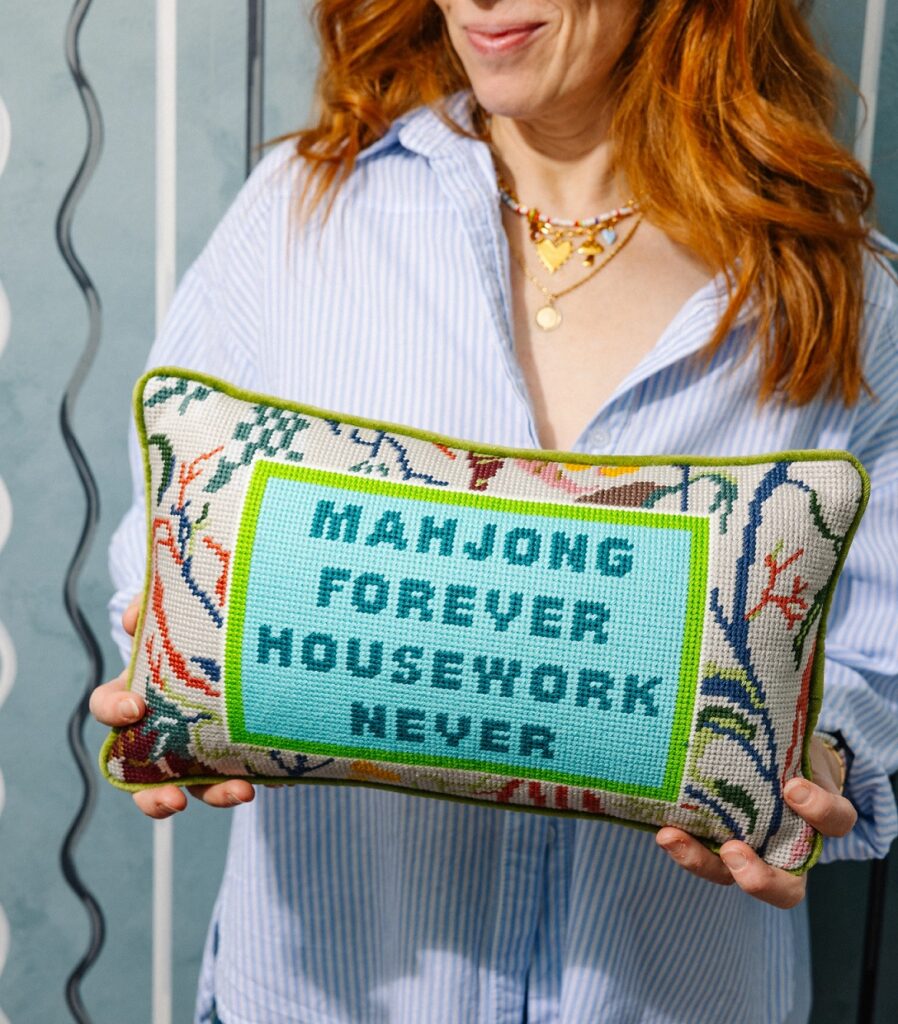 Mahjong Needlepoint Pillow