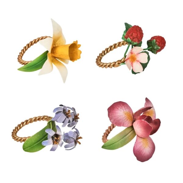 Juliska Meadow Walk Floral Napkin Ring Assorted Set/4 - Multi